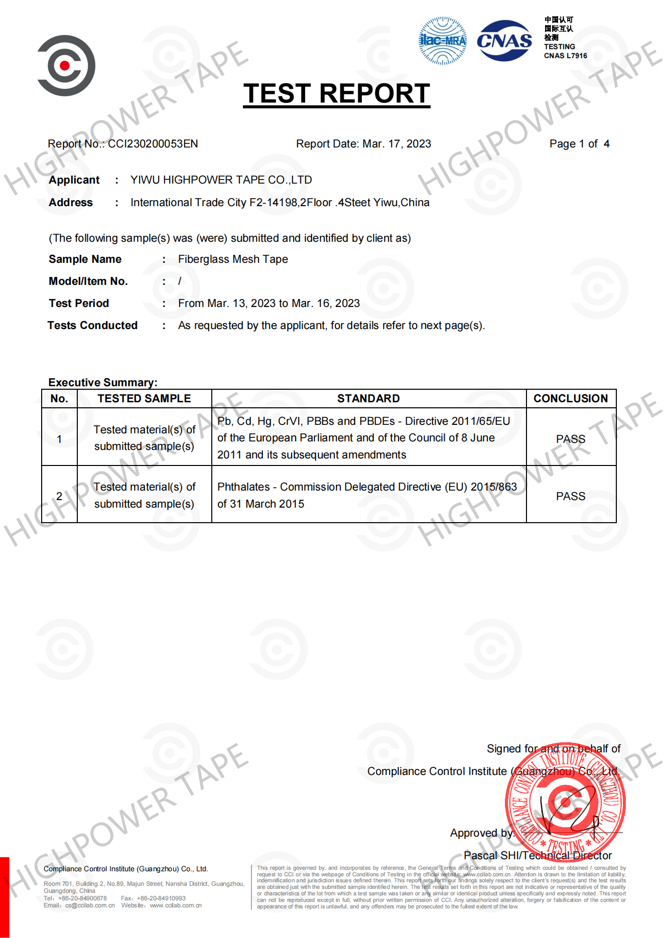 TEST REPORT 